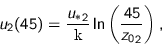 \begin{displaymath}
u_{2}(45) = \frac{{u_{\ast}}_{2}}{\text{\fontfamily{compute...
...font\itshape k}}
\ln \left( \frac{45}{{z_{0}}_{2}} \right),
\end{displaymath}